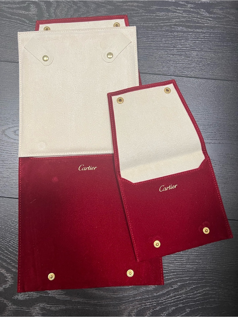 Cartier Red and Cream Leather Travel Pouch Duo